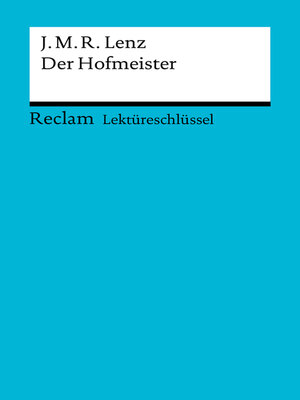 cover image of Lektüreschlüssel. Jakob Michael Reinhold Lenz